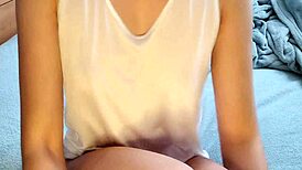 omg i’m so horny, solo playin with lush toy in white t-shirt, can’t stop myself