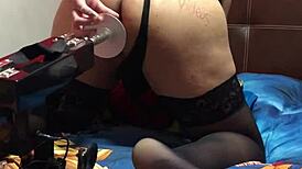 I can’t stop watching this putita in latex dress bending over with a dildo