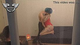 cuckold watches latina girlfriend blowjob backstage 😏