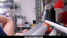 Cute skinny teen shoplifter gets strip searched and fucked by security guard 😏