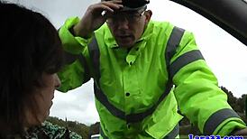 Classy British Mature in Heels Swallows Cum After Ball Licking