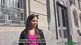 Brunette Brittney picked up for a wild POV fuck