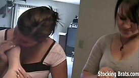 Sasha and Monica Lick Feet in Sexy Stockings