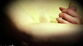 Milf with natural big tits gives perfect titjob and handjob on oiled big dick of husband