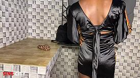 Petite wife, ready for your big cock? she teases her husband before a hardcore fuck.