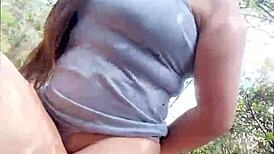 Hey, my horny Latina stepmom invited me to bang her chubby ass in the forest