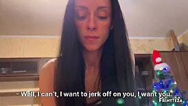 Stepmom feels shocked by unexpected big dick in throat while cleaning room on New Year