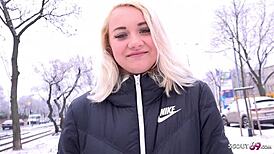 German Scout Picks Up Blue-Eyed Teen Marilyn for Raw Street Casting Fuck
