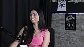 Karen Gonçalves in Sheer Red Gang Bang with 6 Men