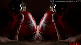 Artistic Blowjob with Boxing Gloves in a Big Cock Duel