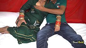 Indian bride feels intense pleasure during hard fuck at marriage party.