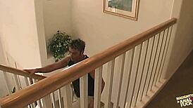 Blonde with small tits gets creampied by big cock on couch. So hot!