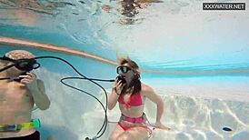 eva sasalka enjoys group underwater fun