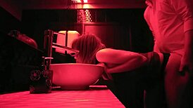 Intimate moment in the bathroom with a couple