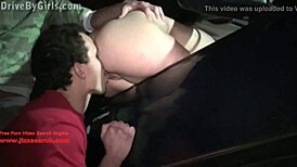 big ass blonde teen 18+ getting fucked in a car, blowjob and creampie action