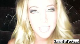 Nude Pornstar Samantha Teases with Big Tits and Ass Masturbation