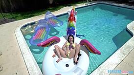 pixie riley jean logan lucky pool masturbation fingering blowjob