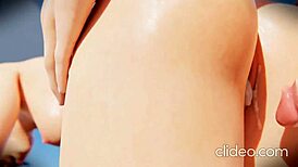 widow tracer beach threesome, bent over doggystyle blowjob and deepthroat riding