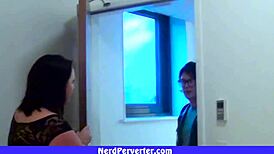 hey geek with glasses, wanna share two hot girls?