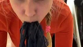 Extreme Public Masturbation: Fingering Shaved Pussy with Vibrator, Close-Up View