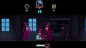 In a haunted house game, a monster with a huge cock humps the anime cartoon character