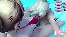 3D Futa Girl Sucking Dickgirls Cock in Pool Fucking