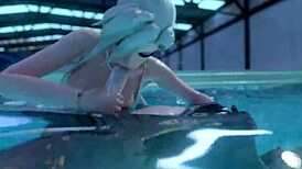 3D Futa Girl Sucking Dickgirls Cock in Pool Fucking
