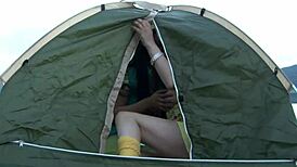 Hot Colombian women having hot lesbian sex in the camp