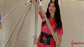 Waxed teen sub ready for intense anal play.