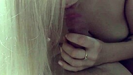 Long blonde hair excites me! I masturbate with a dick and cum on my hair!