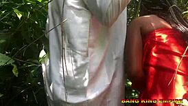 priest succumbs to ebony teen's charm with big black cock in african forest