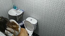 I Spy on Stepsister in Bathroom, Her Delicious Ass Shines Wet