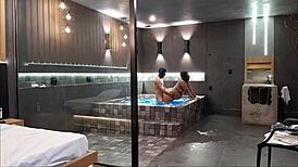 in the bathtub, wild sex with brunette, she couldn't handle my cock