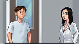 brunette milf with big ass in summertime saga erotic scene