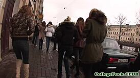 teens getting wild at a university group party with flashing