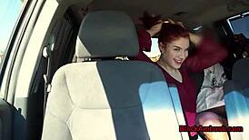 redhead teen, you ready for this big black cock in your car?