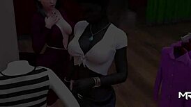 Feeling the excitement of groping breasts in the fashion store