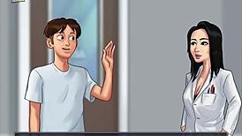 brunette milf with big ass in summertime saga erotic scene