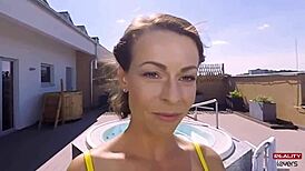 brunette milf rides jacuzzi pov?