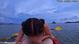 horny chick jumps on huge cock in kayak, thailand's wild tale