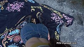 Beautiful stranger offers quick blowjob by the riverside in POV hardcore style