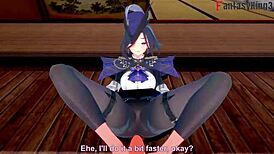 clorinde giving a blowjob in genshin impact fantasy