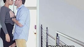 Curly chocolate girlfriend gets ass fucked in reality