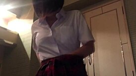 Hey, check this Japanese teen with big tits giving a blowjob