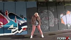 Petite Blonde Shaved Pussy Pissing Publicly In British Reality