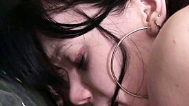 Young brunette slut masturbates her tight, dripping pussy in first porn.