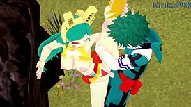 Shino, Mandalay, and Tomoko have wild sex with Izuku in this My Hero Academia hentai