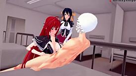 rias gremory craves dick while issei watches helplessly in this ntr anime madness