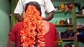 Indian Village Teacher and Student in Homemade Dorm Scene