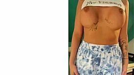 She bends over for a closer view of her big tits in POV.